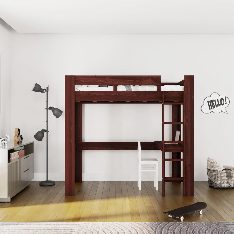 Redwood Rover Acushnet Kids Twin Wood Loft Bed with Desk Wayfair Vanities